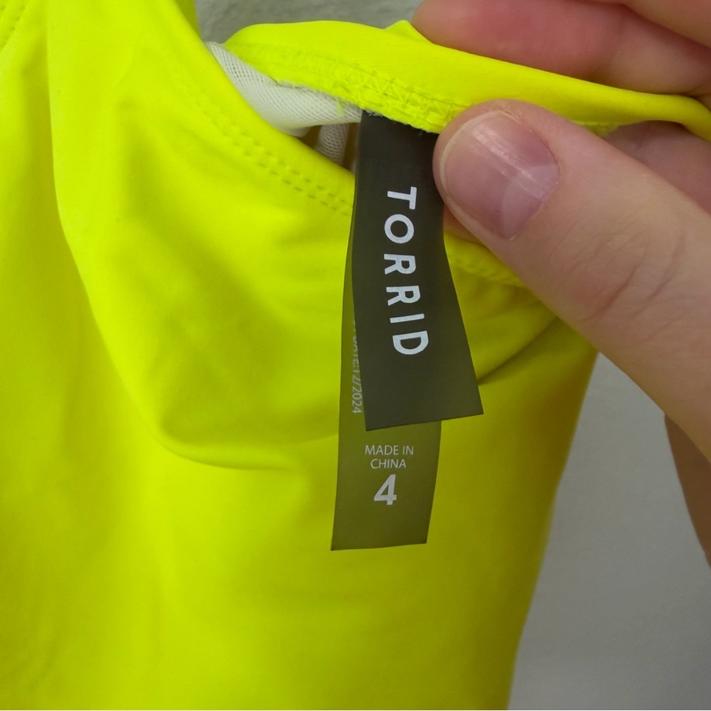 Torrid Acid Yellow Wireless Corset Back One-Piece Swimsuit Sz 4X - Picture 5 of 8